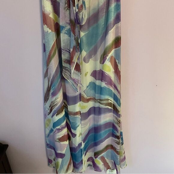 B Darlin Prom Dress Size 9 10 Halter Beaded Satin Maxi Purple Blue Chiffon - Picture 7 of 11